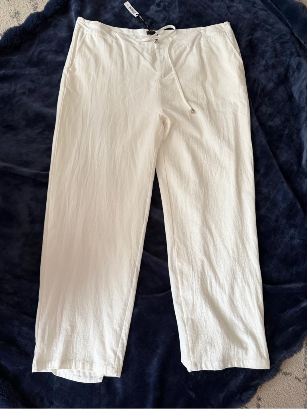 Coco + Carmen White Wide-Leg Drawstring Pants NWT